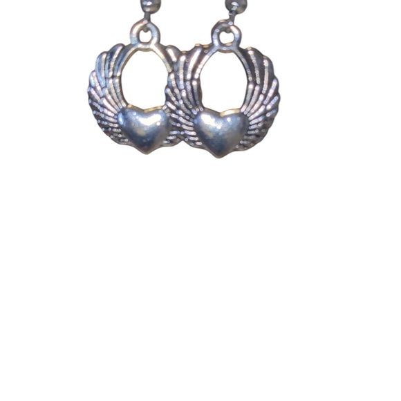 Jewelry - Silver Winged Heart Earrings